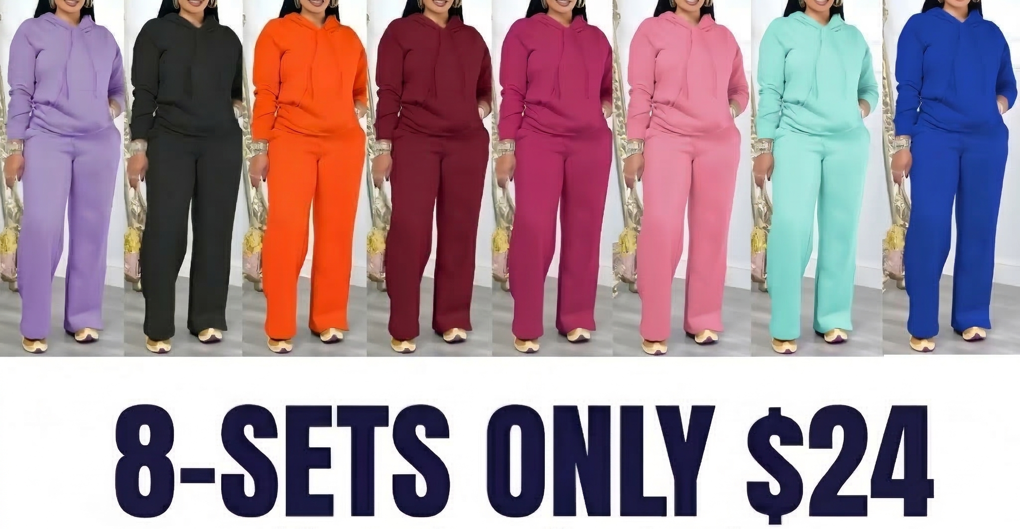 🔥Two-Piece Set Women's Solid Drawstring Hoodie & High Waist Pants Set, Casual Long Sleeve Pocket Hooded Sweatshirt & Straight Leg Trousers for Spring & Fall, Ladies' Clothes for Daily Wear