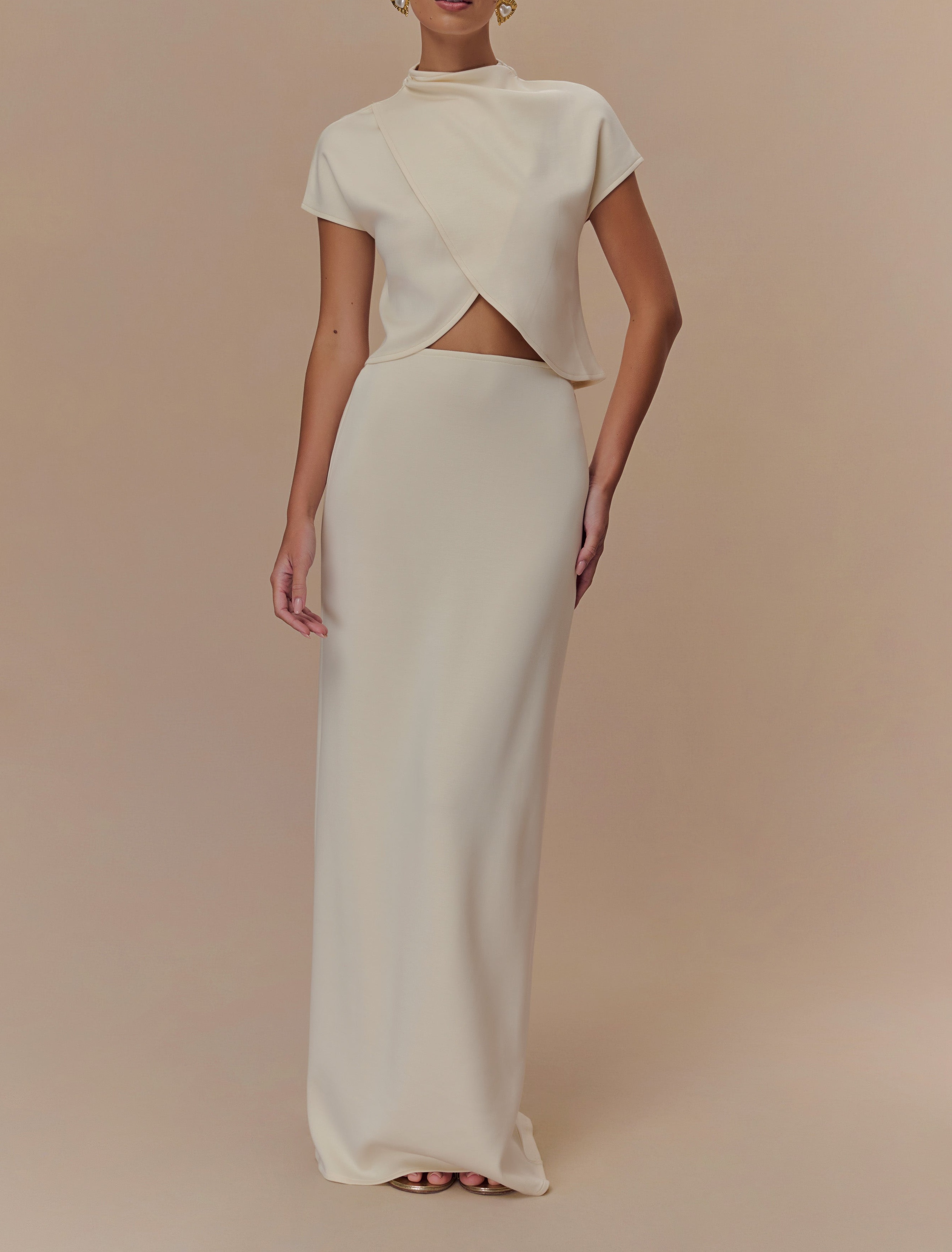 Ivory Scuba Jersey Maxi Skirt