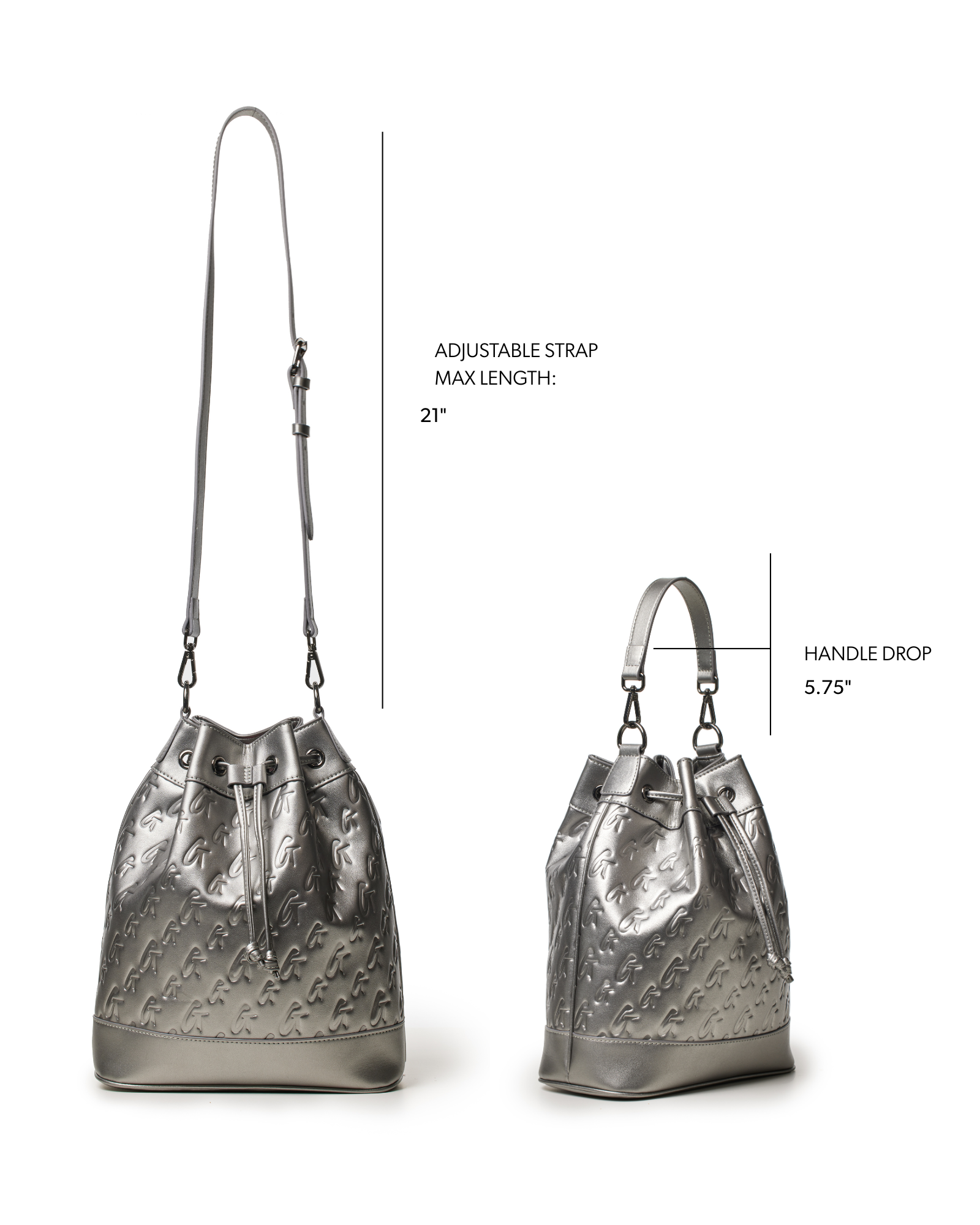 LARGE MONOGRAM BUCKET BAG - PLATINUM