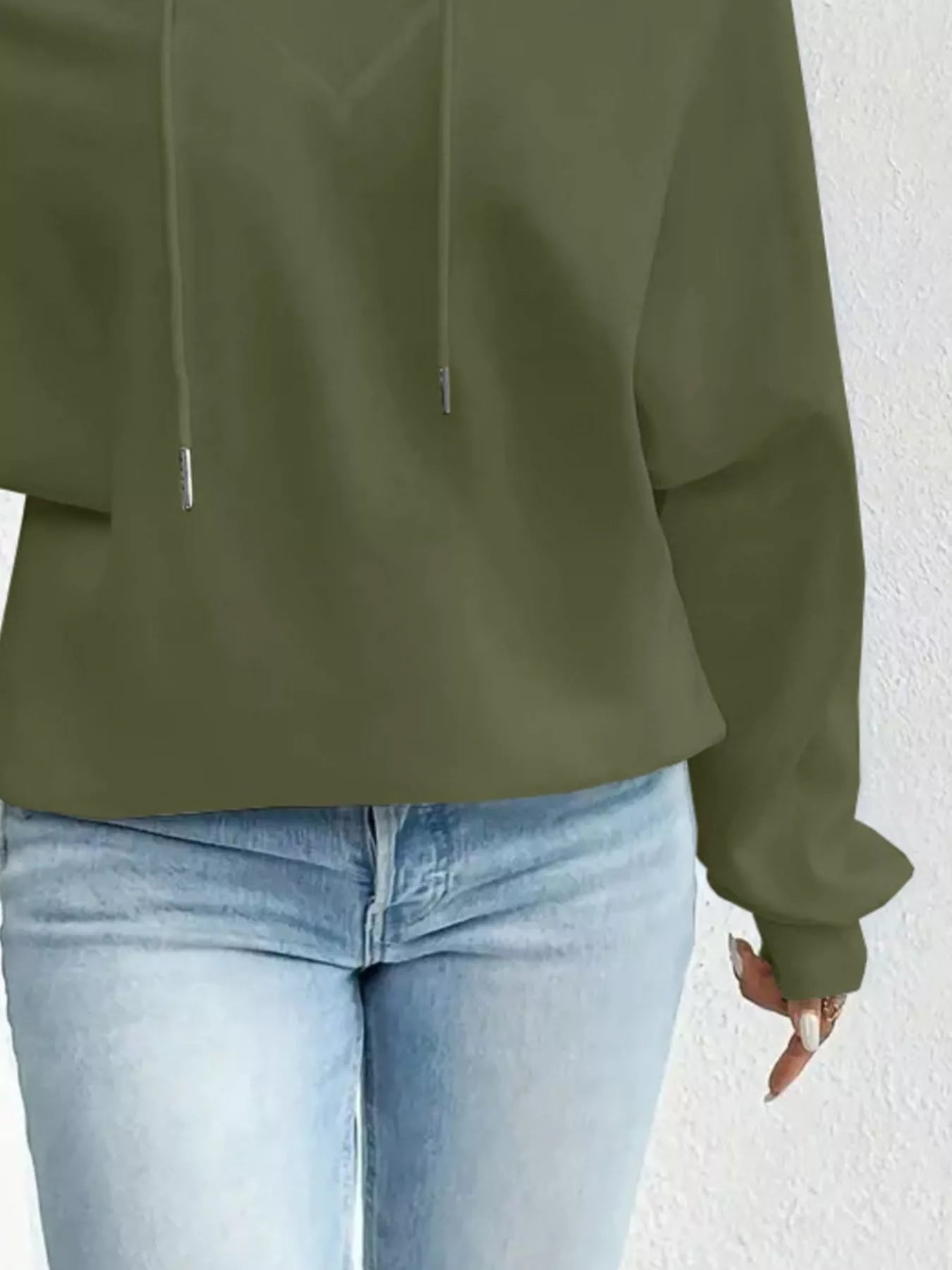 Full Size Off-Shoulder Drawstring Long Sleeve Top Plus Size