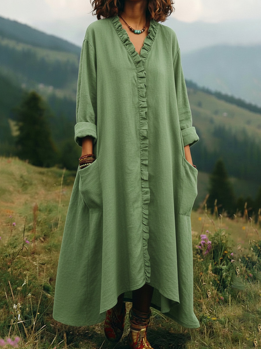 Vintage Lace V-neck Irregular Hem Dress