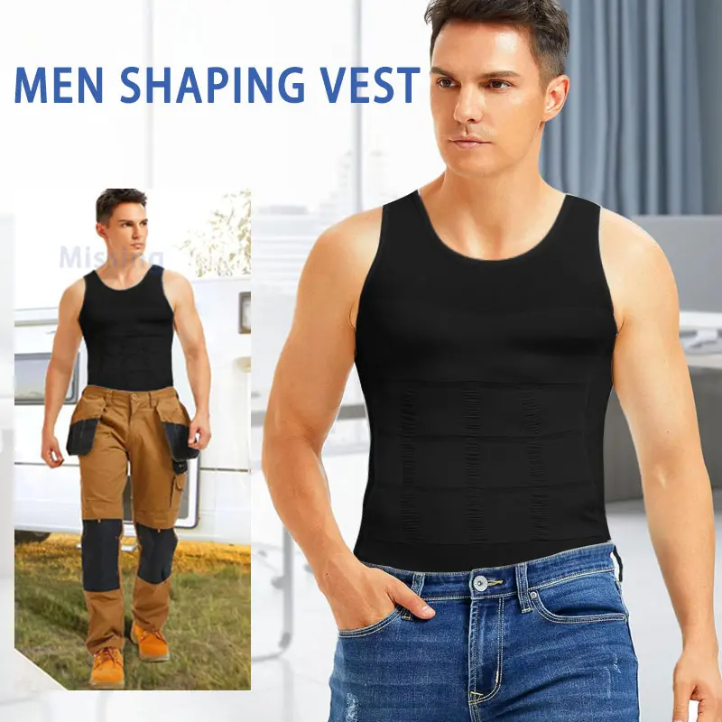 Men Compression Shirt Body Shapewear Base Layer Tummy Shaper Vest Tank Top