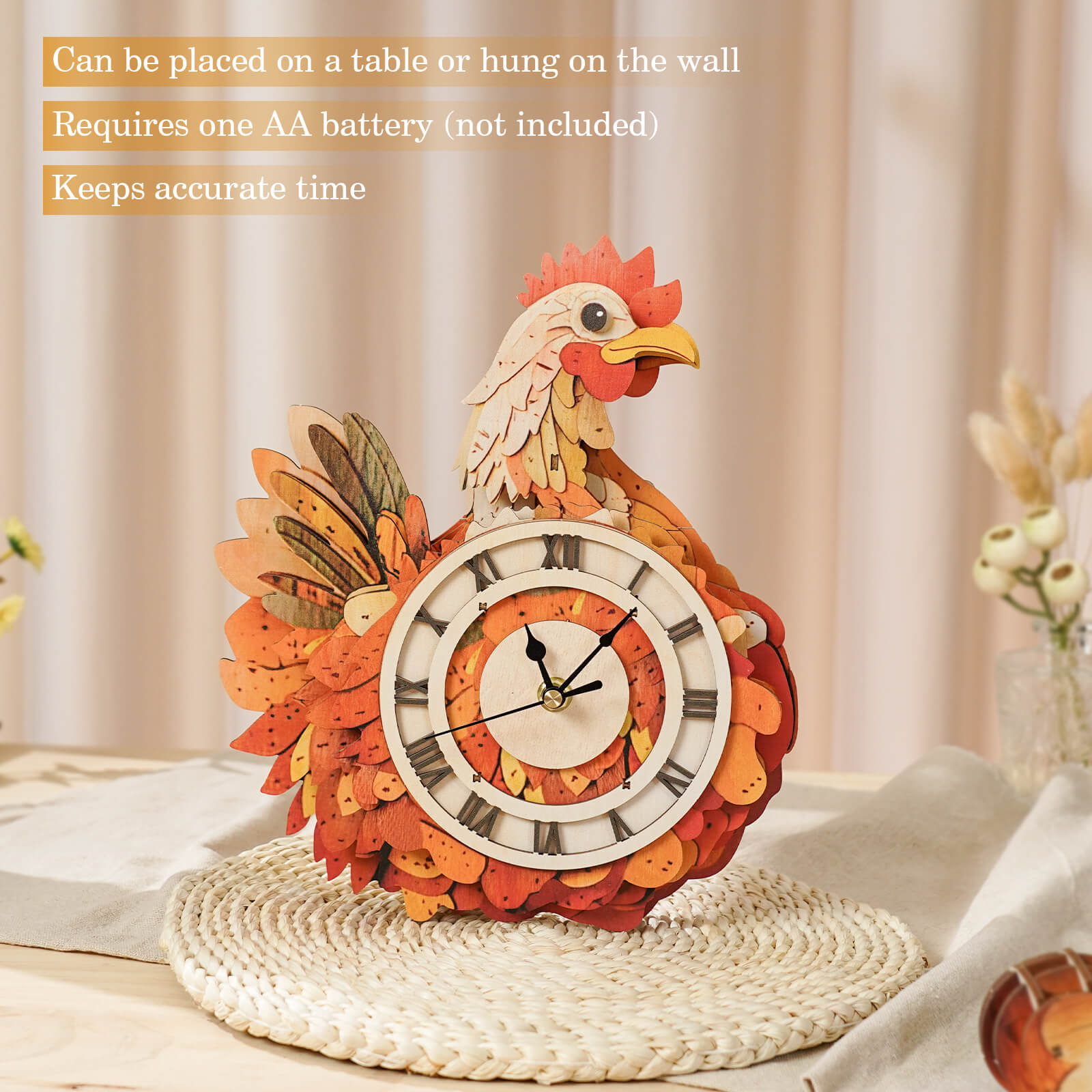 Cluck & Tick Hen Egg  â€“ DIY Wooden Clock, 3D Puzzle Craft Kit