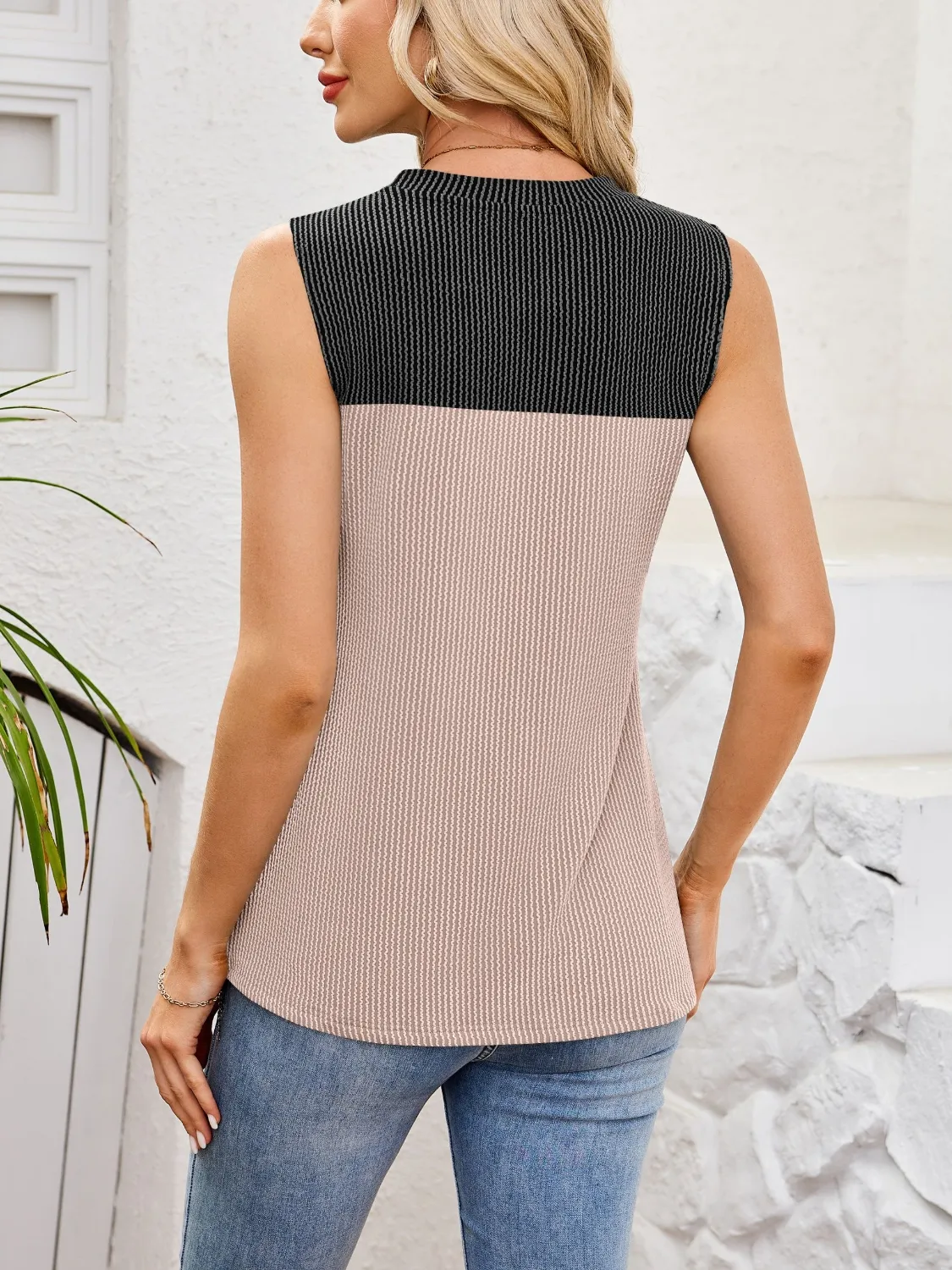 Textured Round Neck Tank (multiple color options)