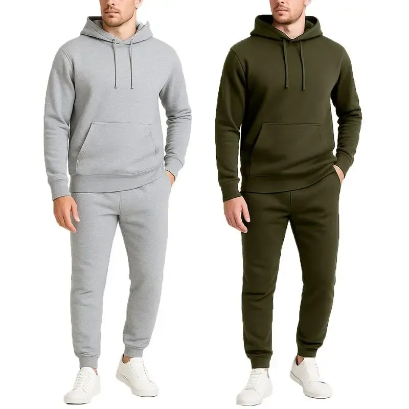 Men’s Fleece-Lined Pullover Hoodie & Jogger Sweatpants Set