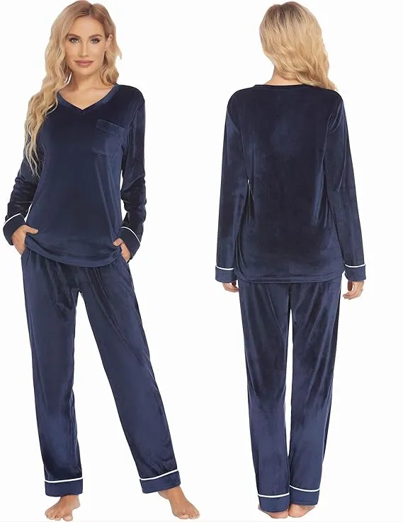 Velvet Pajamas Set – Soft Velour Long Sleeve Sleepwear for Men & Women