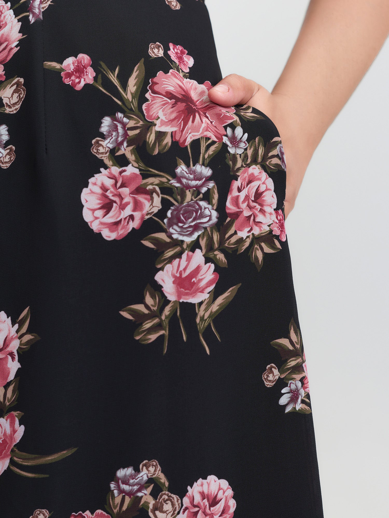 Floral Print Layered Contrast Jumpsuit