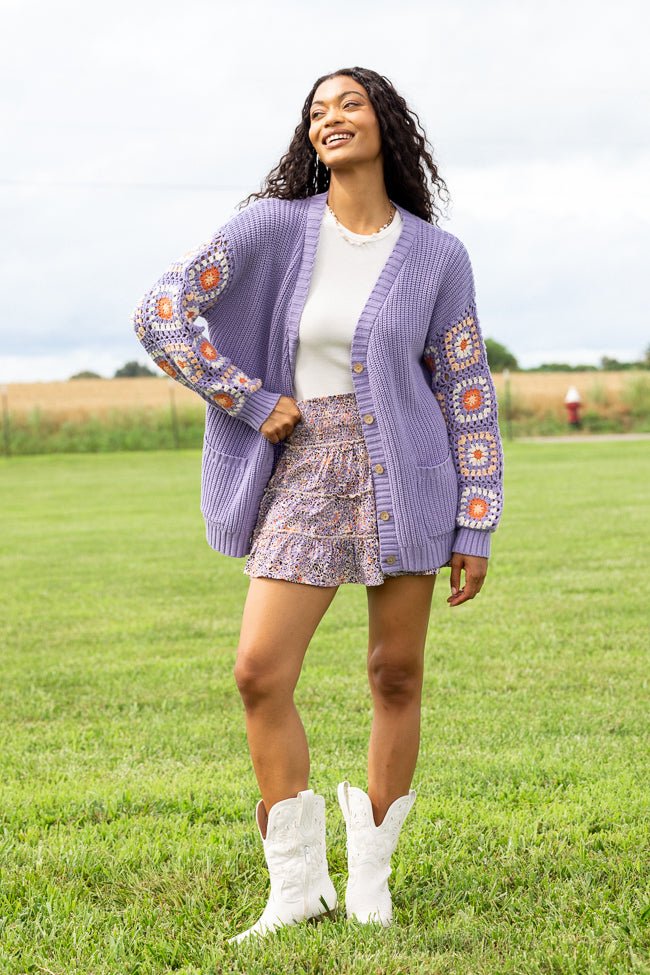 Posie Crochet Purple Sweater