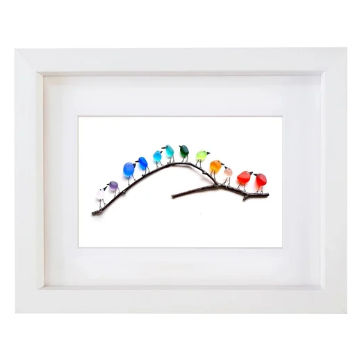 SheremArt Sea Glass Birds Decor Coastal Love Notes
