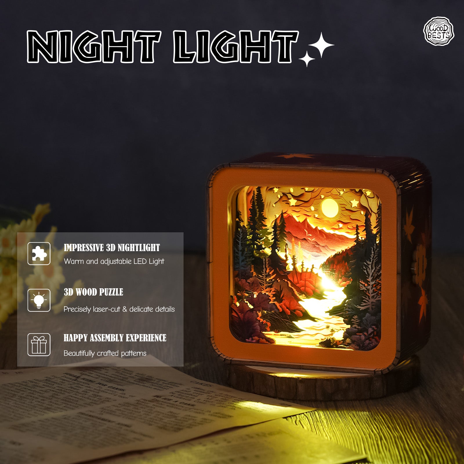 Forest Sunset Kit - 3D Wooden Puzzle Night Light