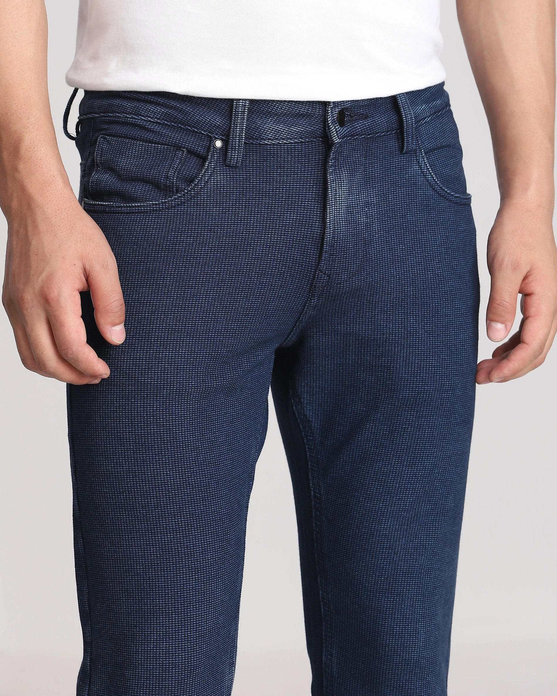 Classic Versatile And Comfortable Straight Mid Blue Jeans