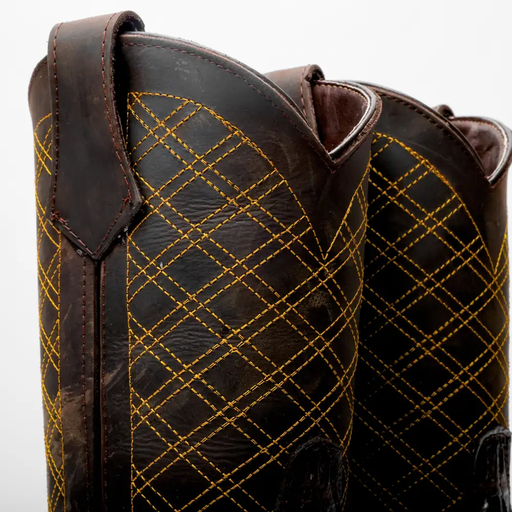 Brown Caiman Neck Leather Boots With 3D Lightweight Sole - Composite Toe