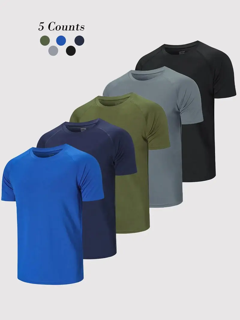 🔥Men’s Quick-Dry Athletic Tees – 5-Pack Only $24!
