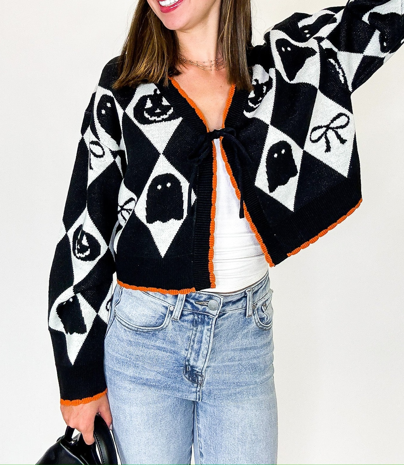 Ghoul Grid Argyle Knit Cardigan - FINAL SALE