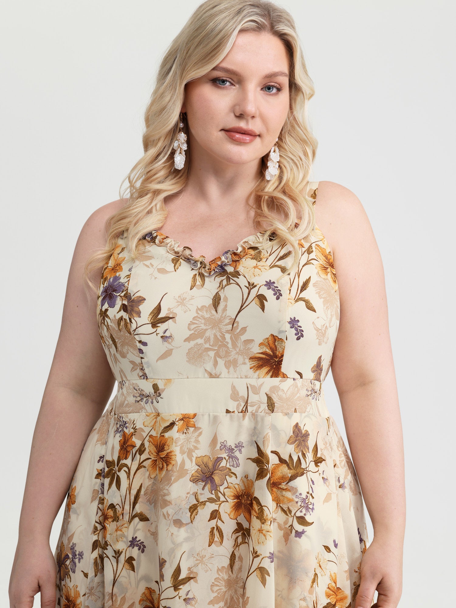 Floral Print Sweetheart Neckline Slit Maxi Dress