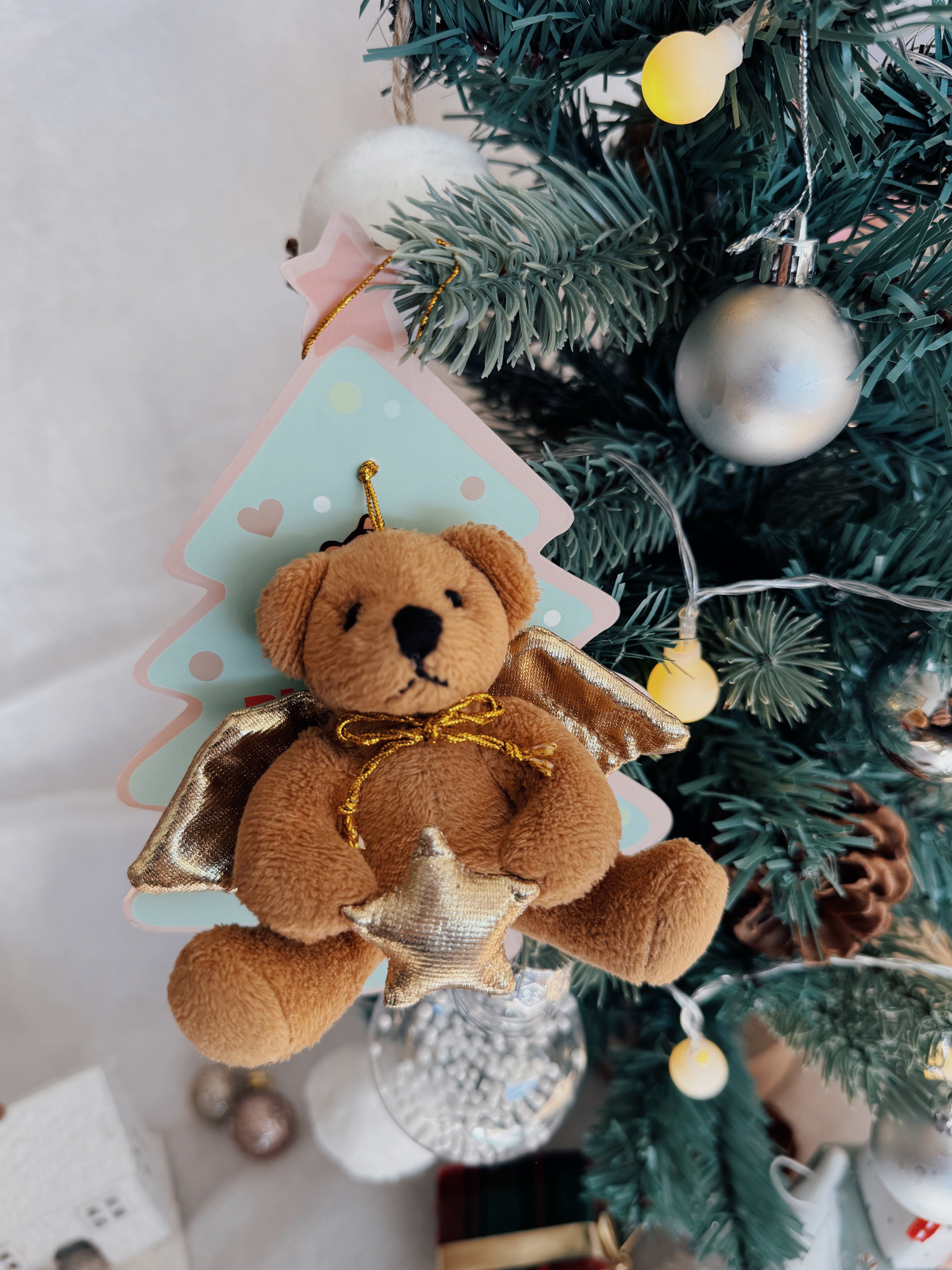 Christmas Golden Angel Bear 4inch Ornament