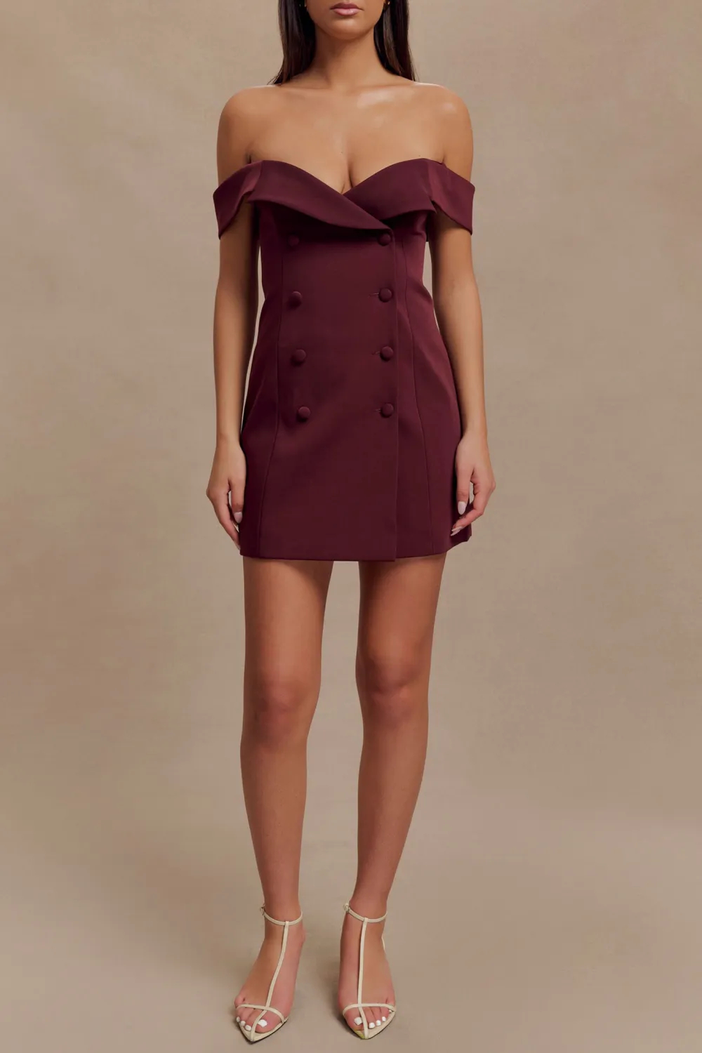 Off Shoulder Suiting Mini Dress