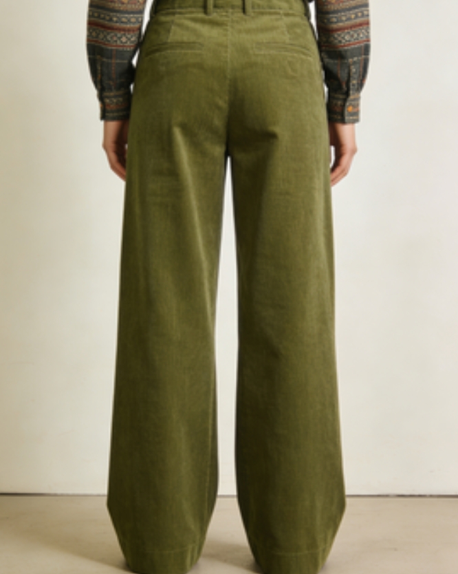 Mossy Corduroy Wide-Leg Pants