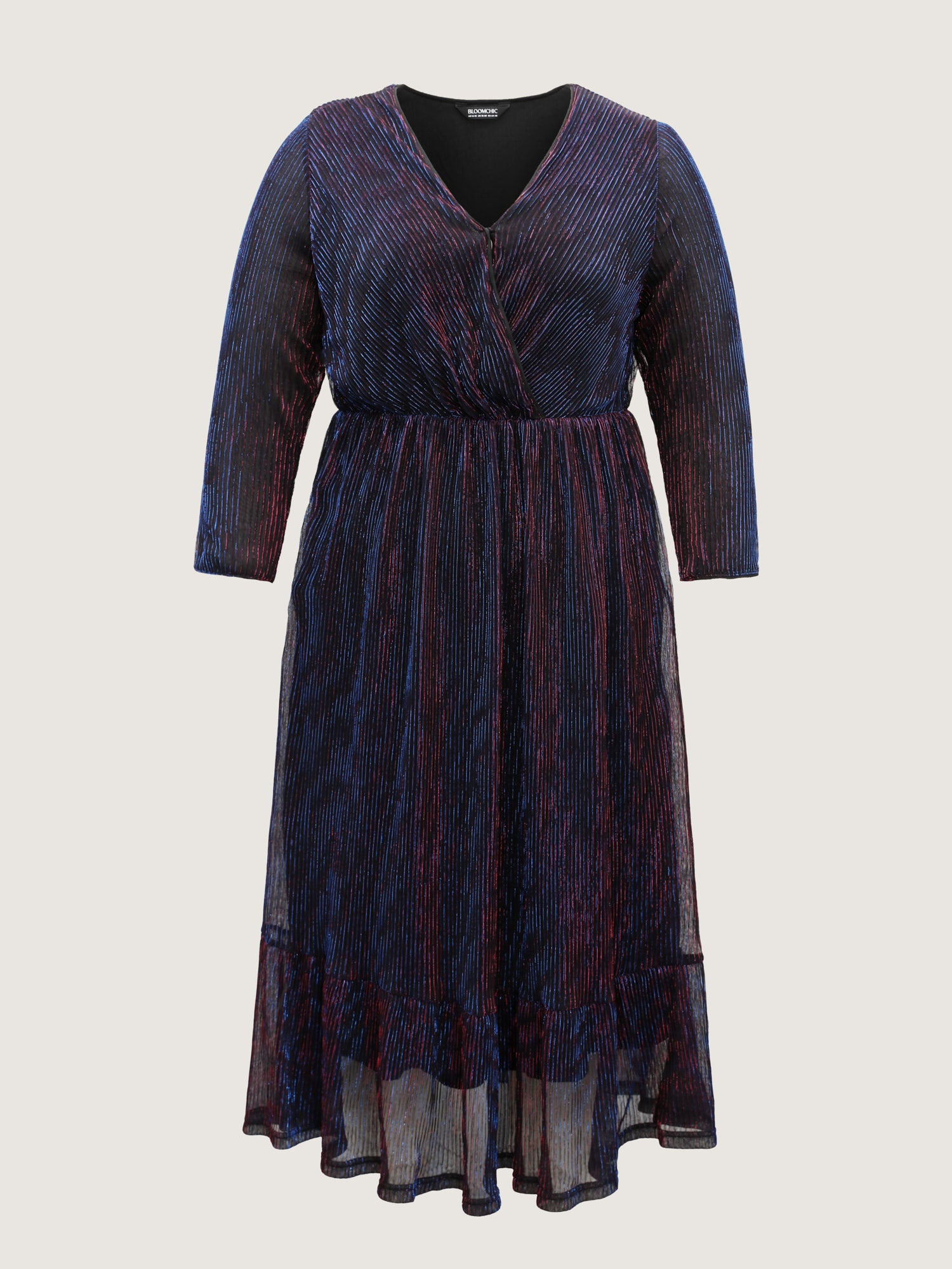 Luxe Mesh Pleated Elastic Waist Wrap Dress