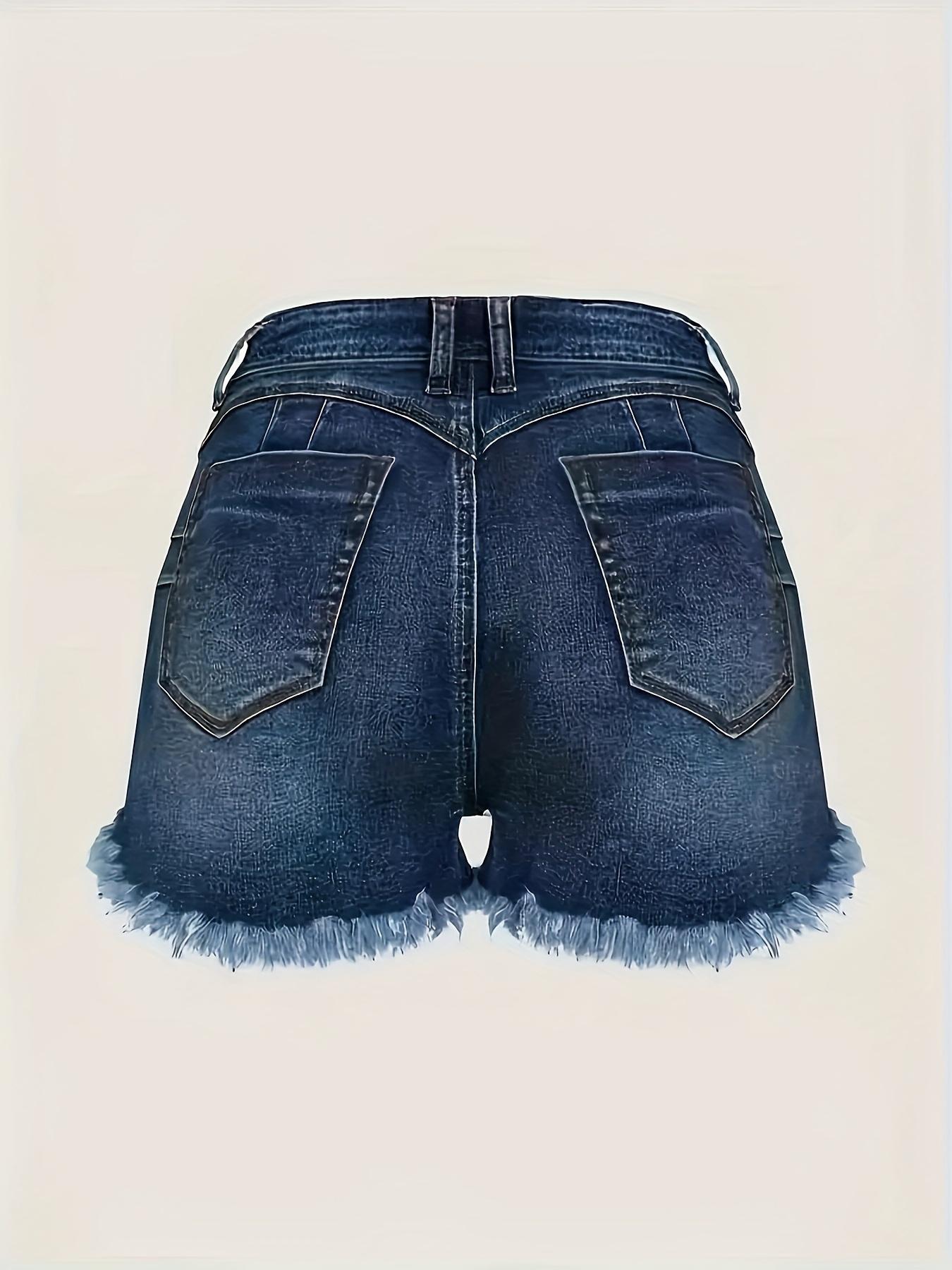 Women's New Button Tassel Raw Edge Casual Denim Shorts