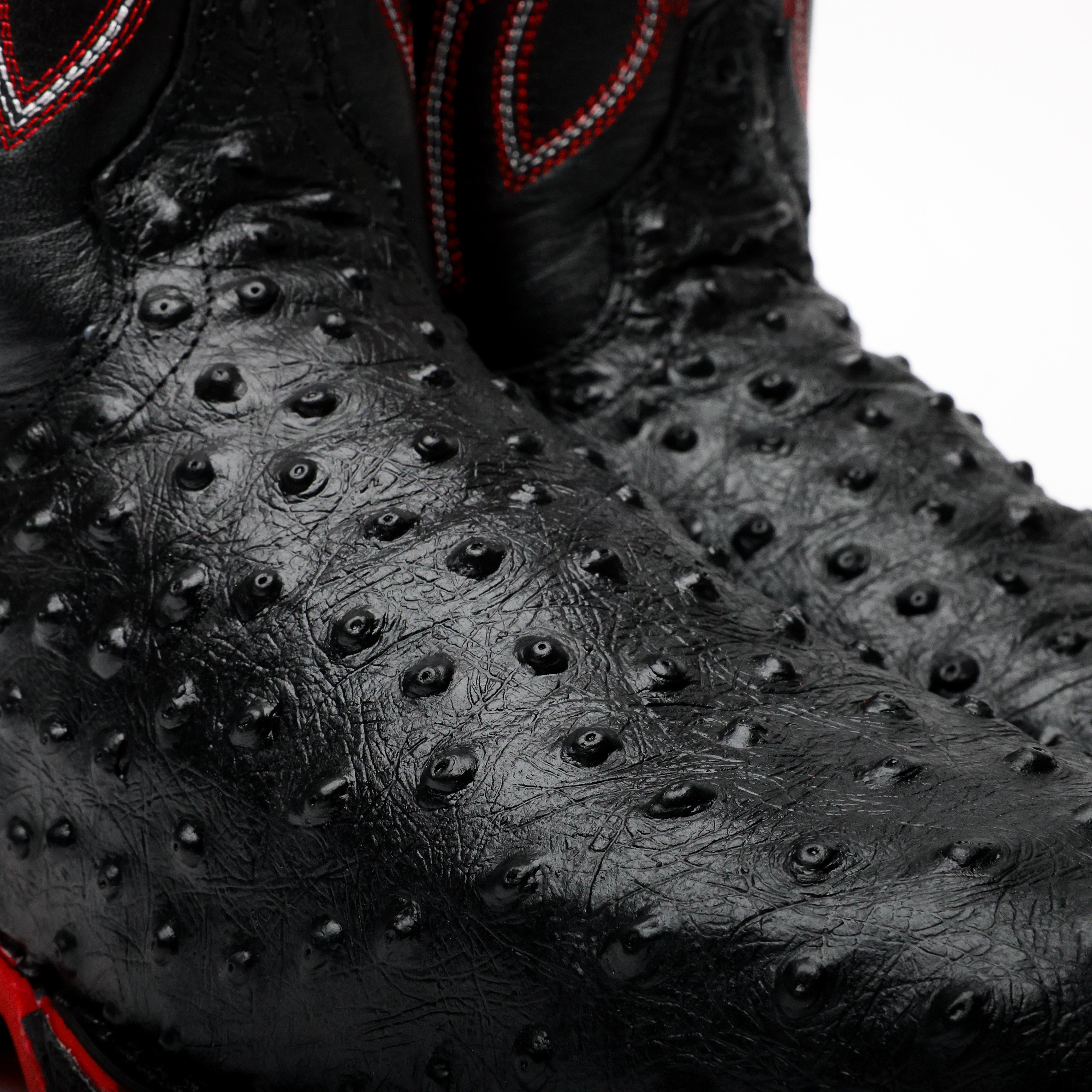 Black Ostrich Leather Boots With 3D Lightweight Sole - Composite Toe