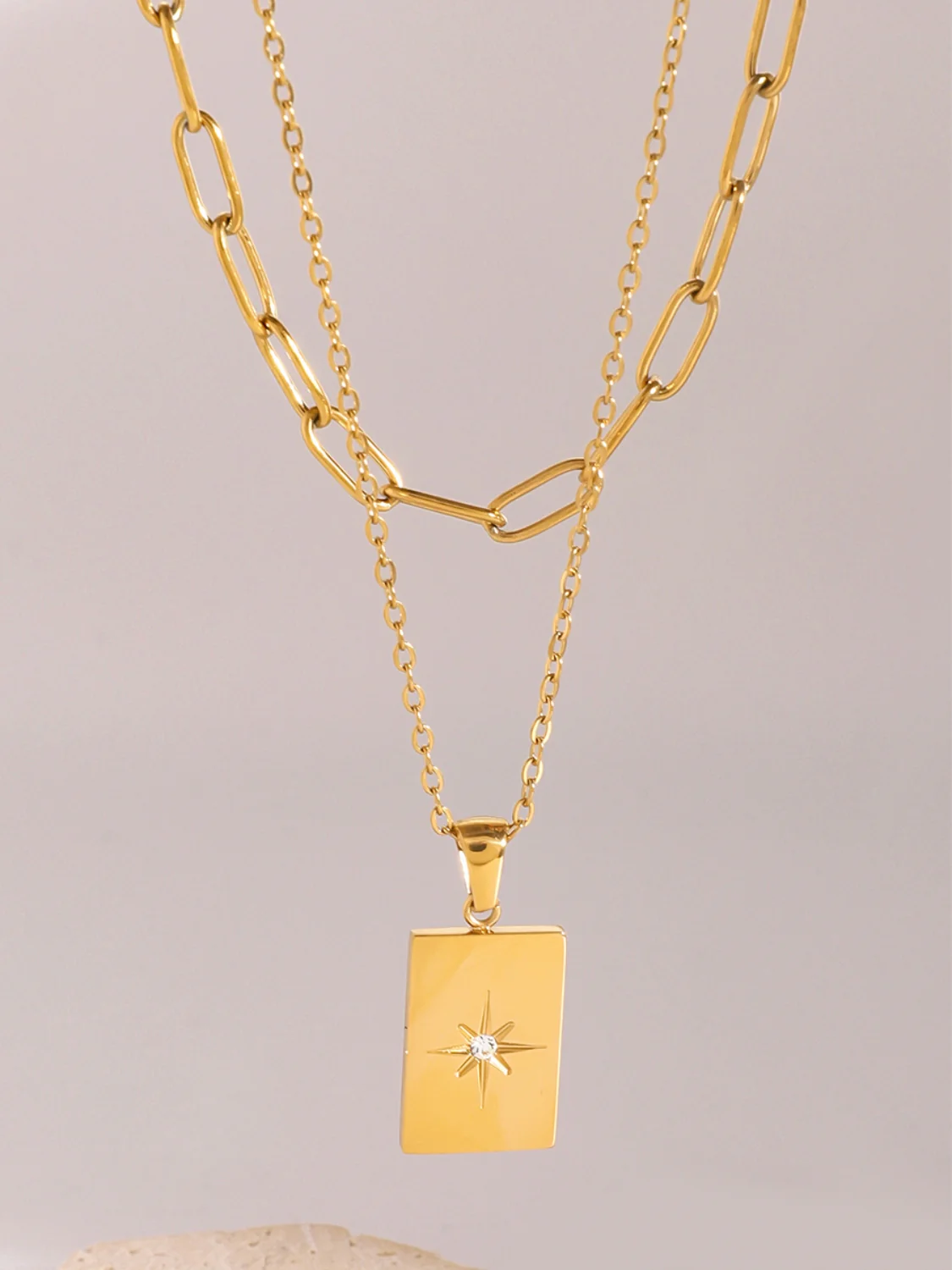 18K Gold-Plated Stainless Steel Double-Layered Necklace