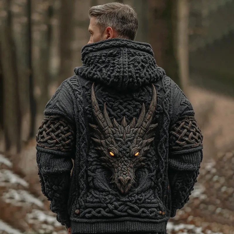 Men's Viking Dragon Art Celtic Hooded Sweater