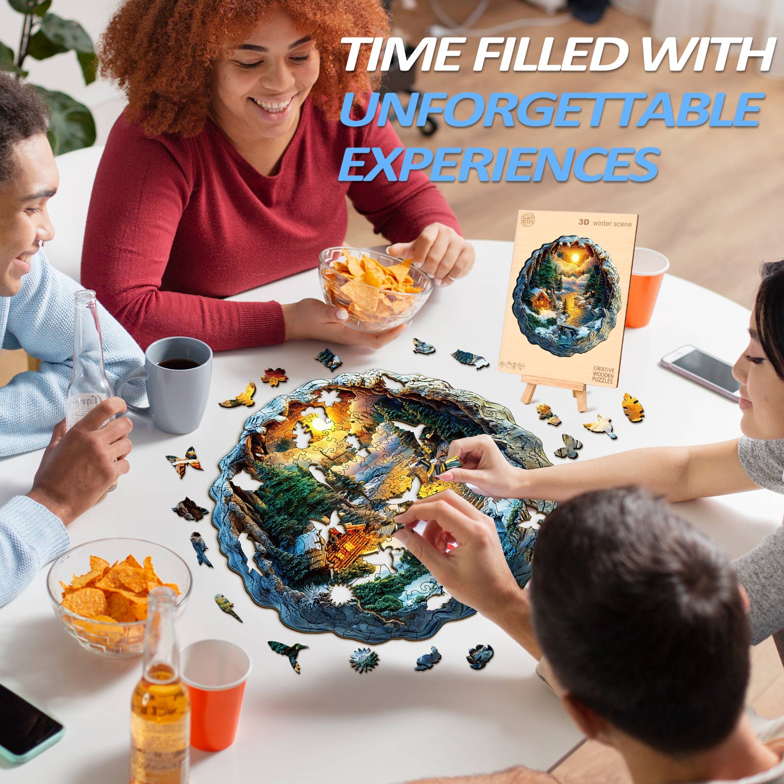 3D Winter Scene Wooden Jigsaw Puzzle