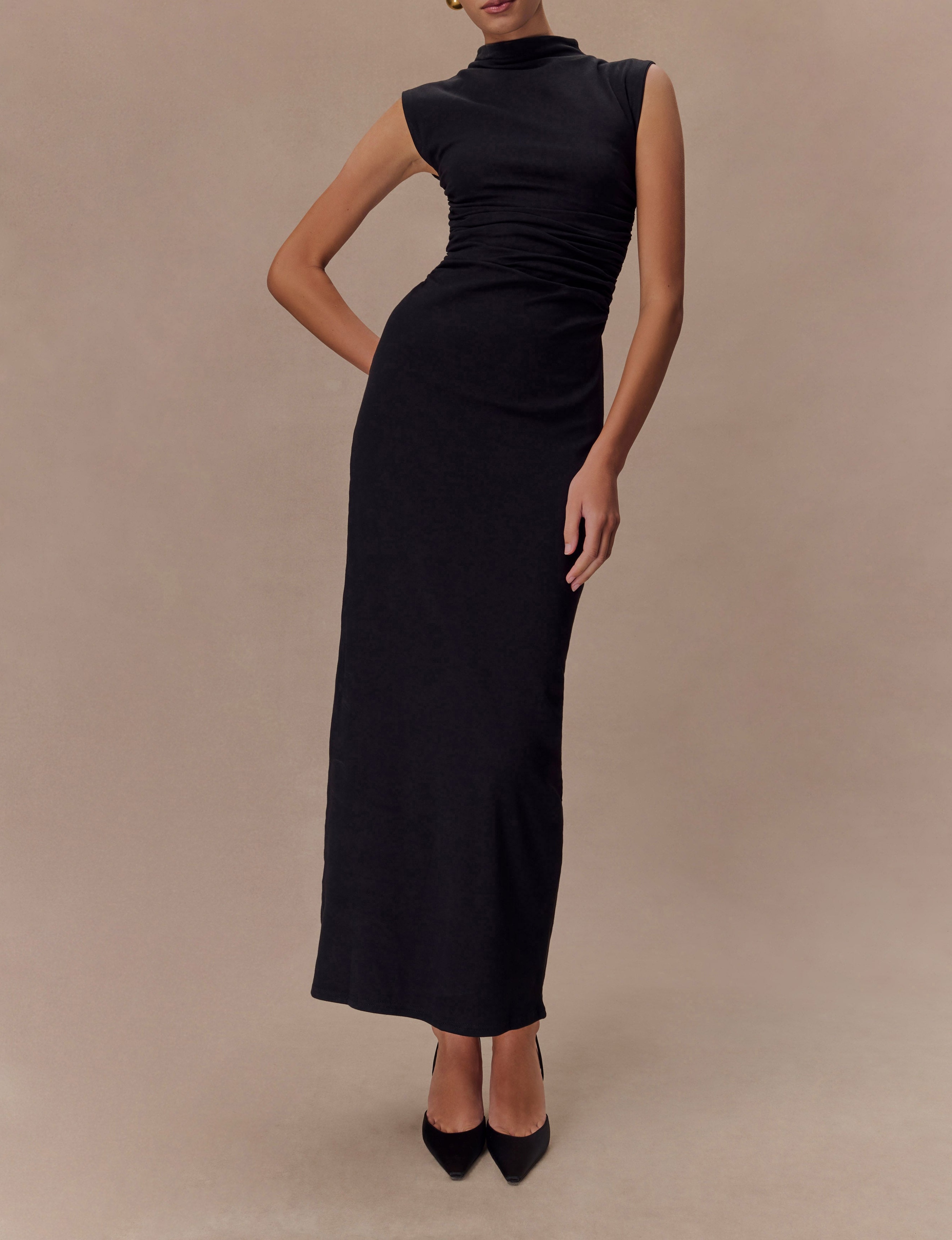 Black High Neck Sleeveless Maxi Dress