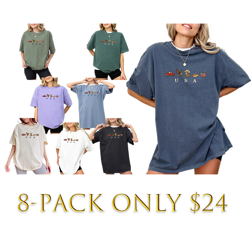 Vintage Wash USA Flag & Icons Graphic T-Shirt