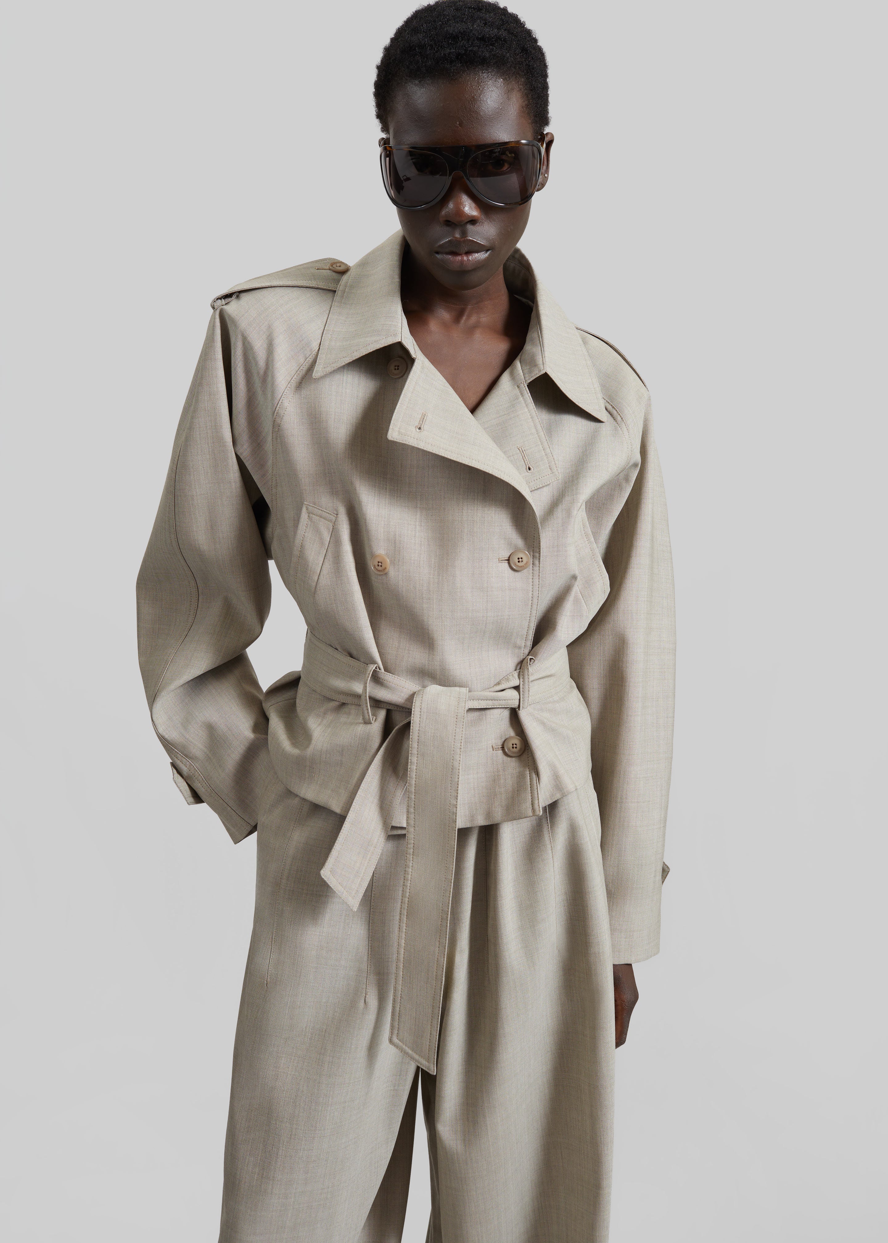 Stan Cropped Trench - Beige Melange