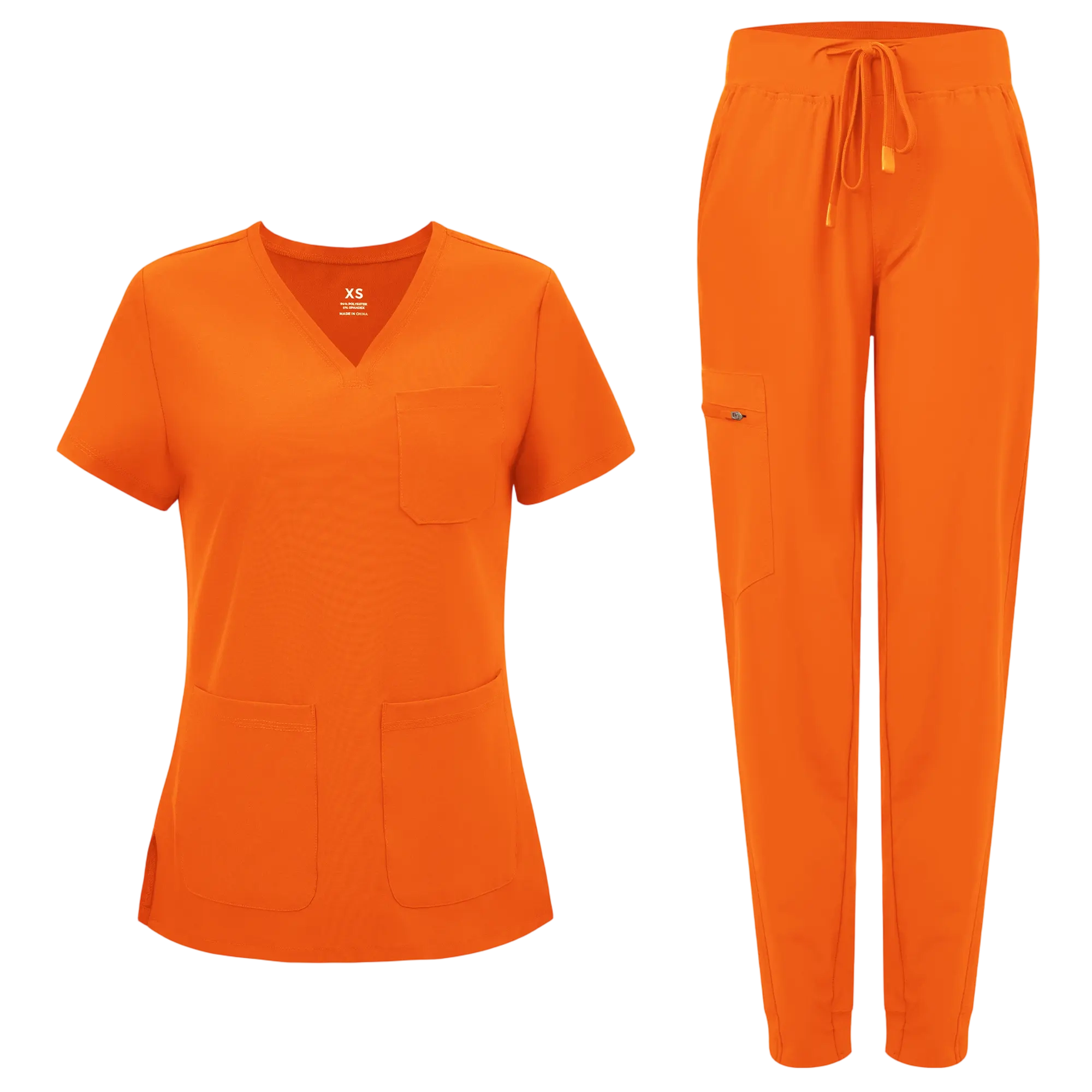 Medical Scrubs for Women Clara Air Set - Curved V-Neck Scrub Top & Jogger Pants with 8 Pockets