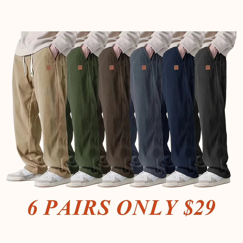 Men's Corduroy Straight-Leg Sweatpants Autumn New Arrival Loose Fit Wide-Leg Casual
