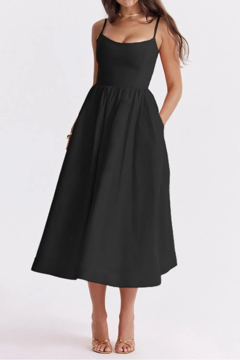 Floral Print Spaghetti Strap Midi Dress