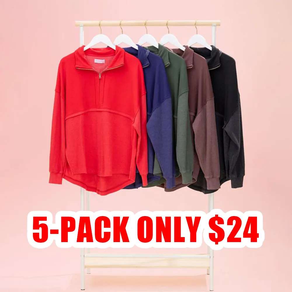 Womens Casual Waffle Knit Half-Zip Sweatshirt