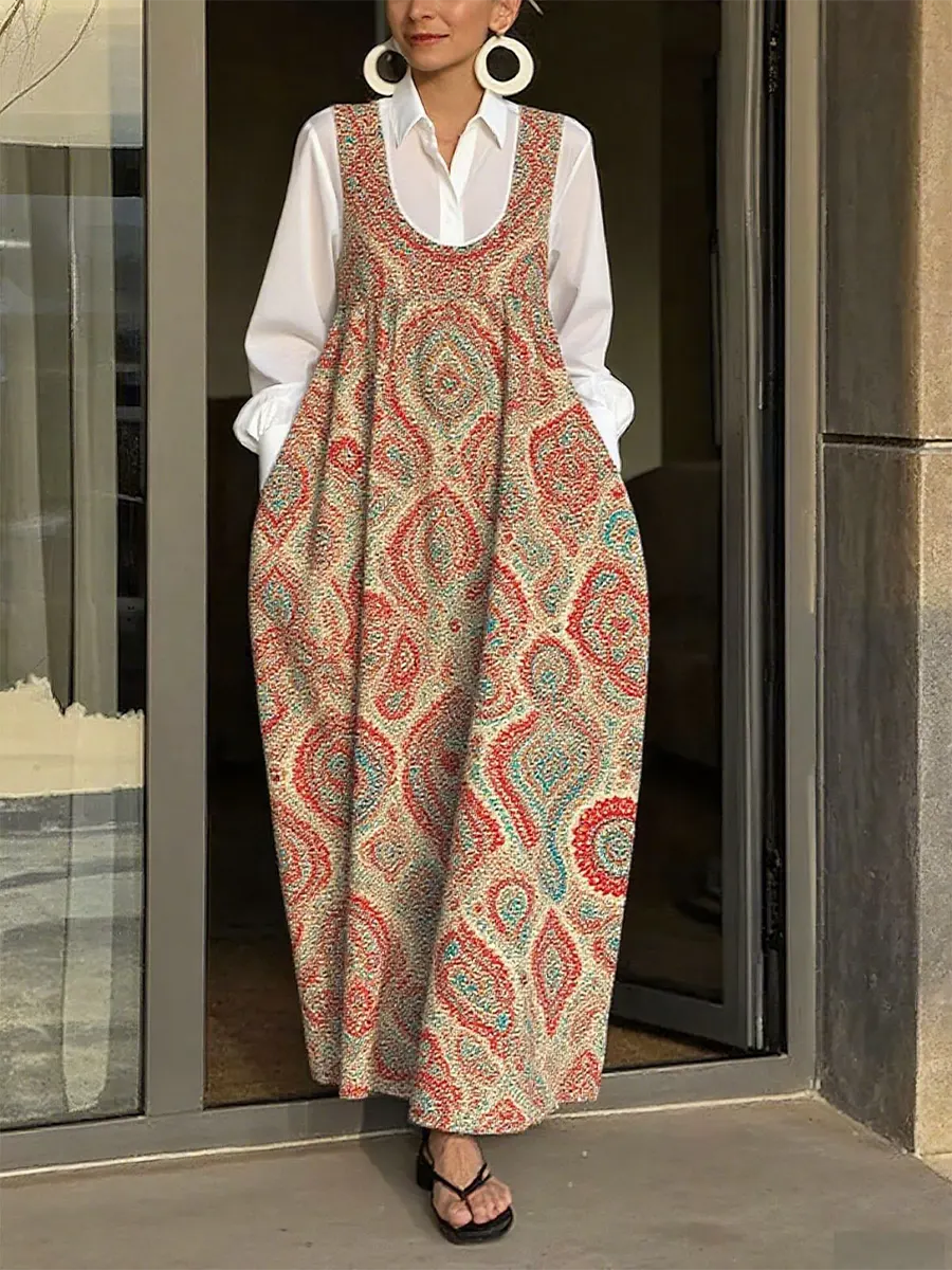 Women's Multicolor Floral Print Denim Suspenders Maxi Skirt