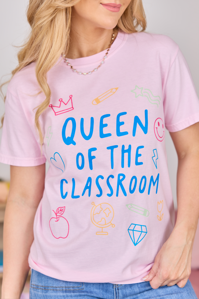 Queen Of The Classroom Light Pink Graphic Tee