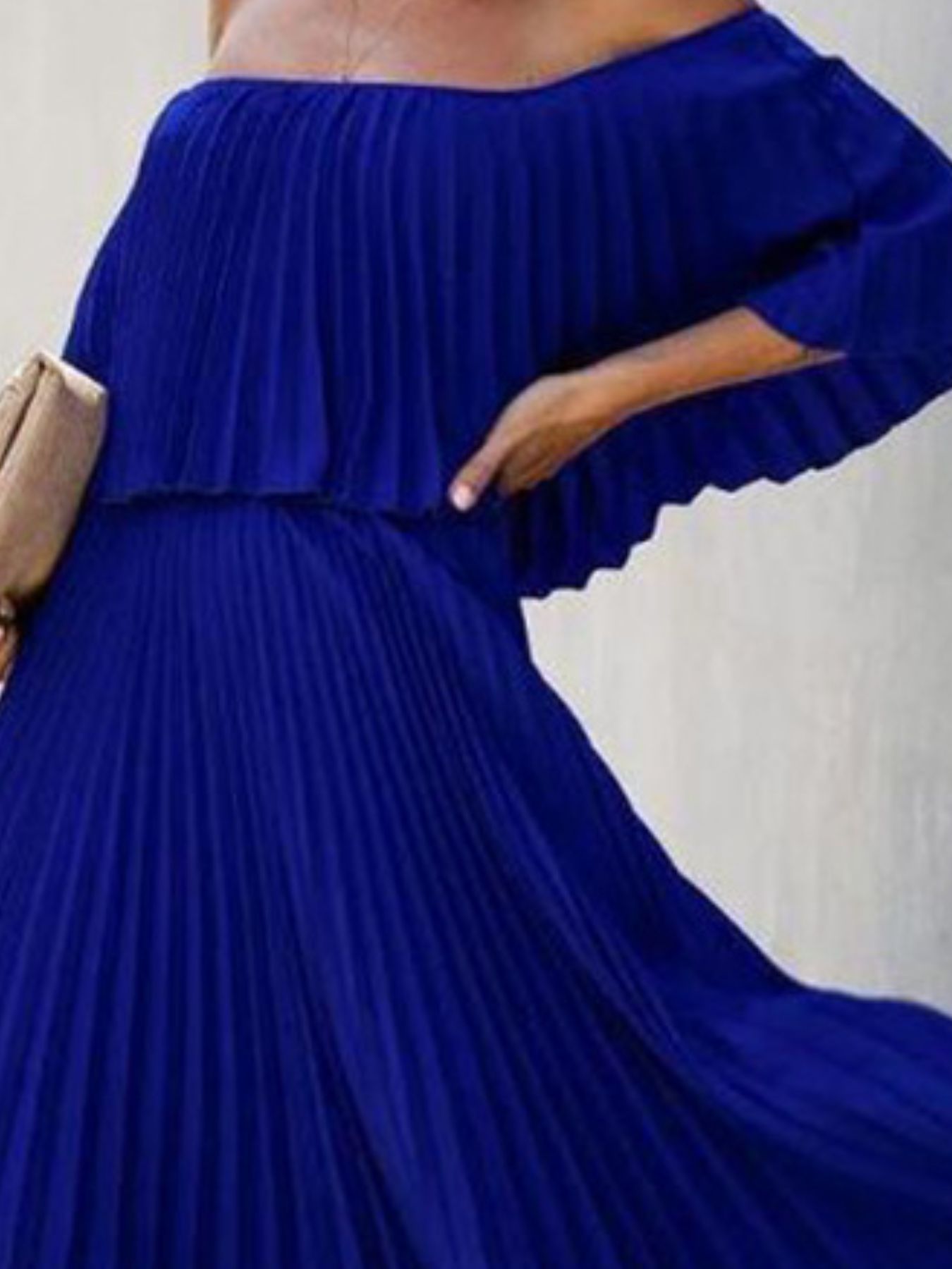 Full Size Off-Shoulder Pleated Maxi Dress Plus Size