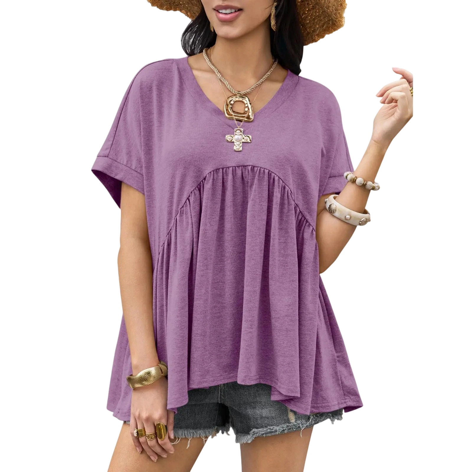 Women's Summer V-Neck Peplum Top