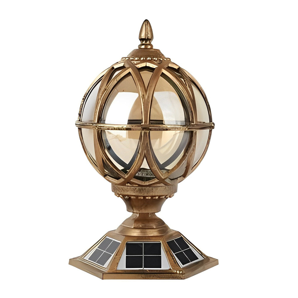 Round Ball Waterproof European Style Solar Powered Fence Post Lights