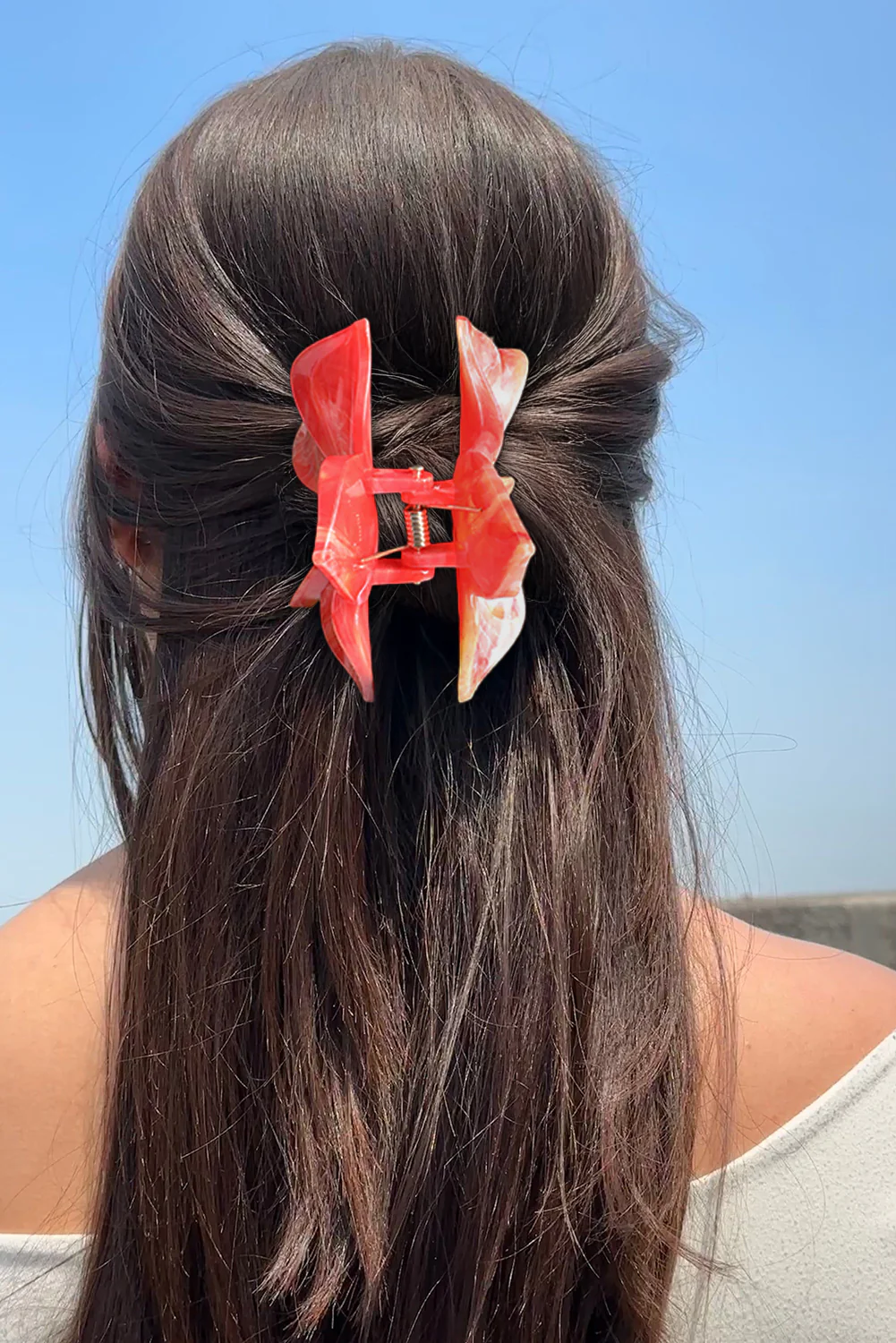 Tomato Red Flower Shape Resin Hair Claw Clip