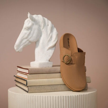 Women's Ariat Brown Floral Emboss Country Mule Slip On Shoes Clearance Sale 65%OFF