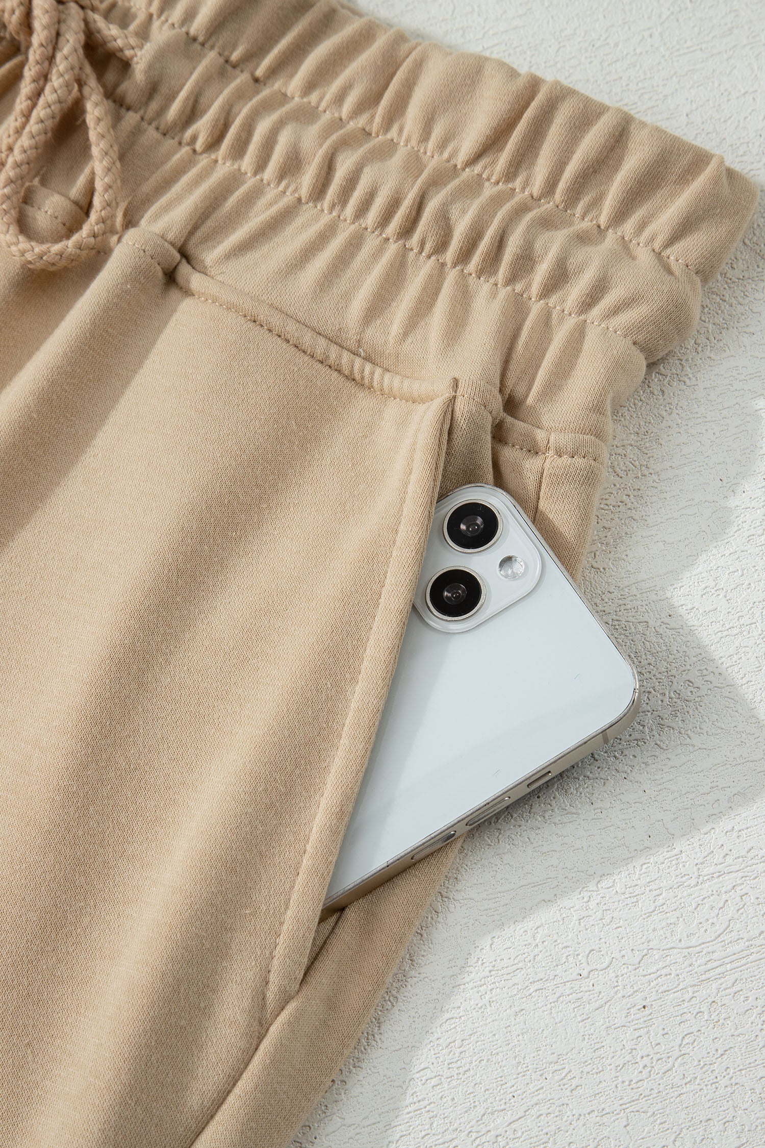 Parchment Solid Color Loose Tee Drawstring Wide Leg Pants 2pcs Outfit