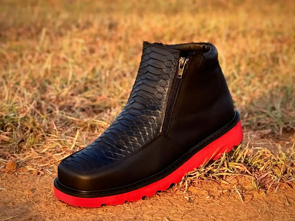 Men’s Black Python Cowboy Shoes With Ultra Light Sole