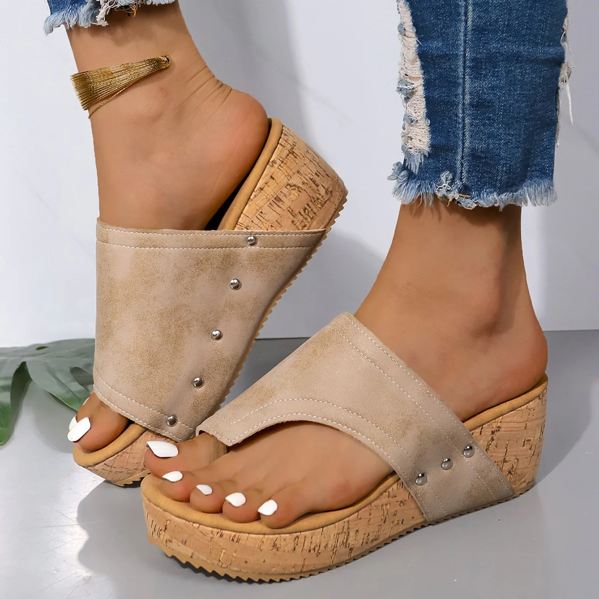 PU Leather Wedge Sandals (multiple color options)