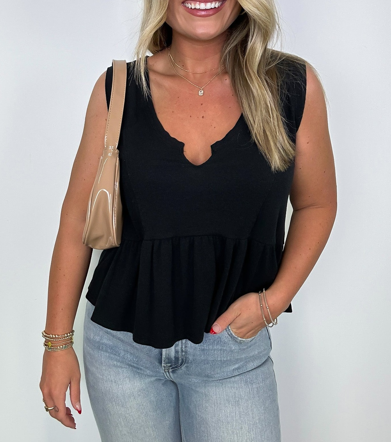 V-Neck Babydoll Tank Top