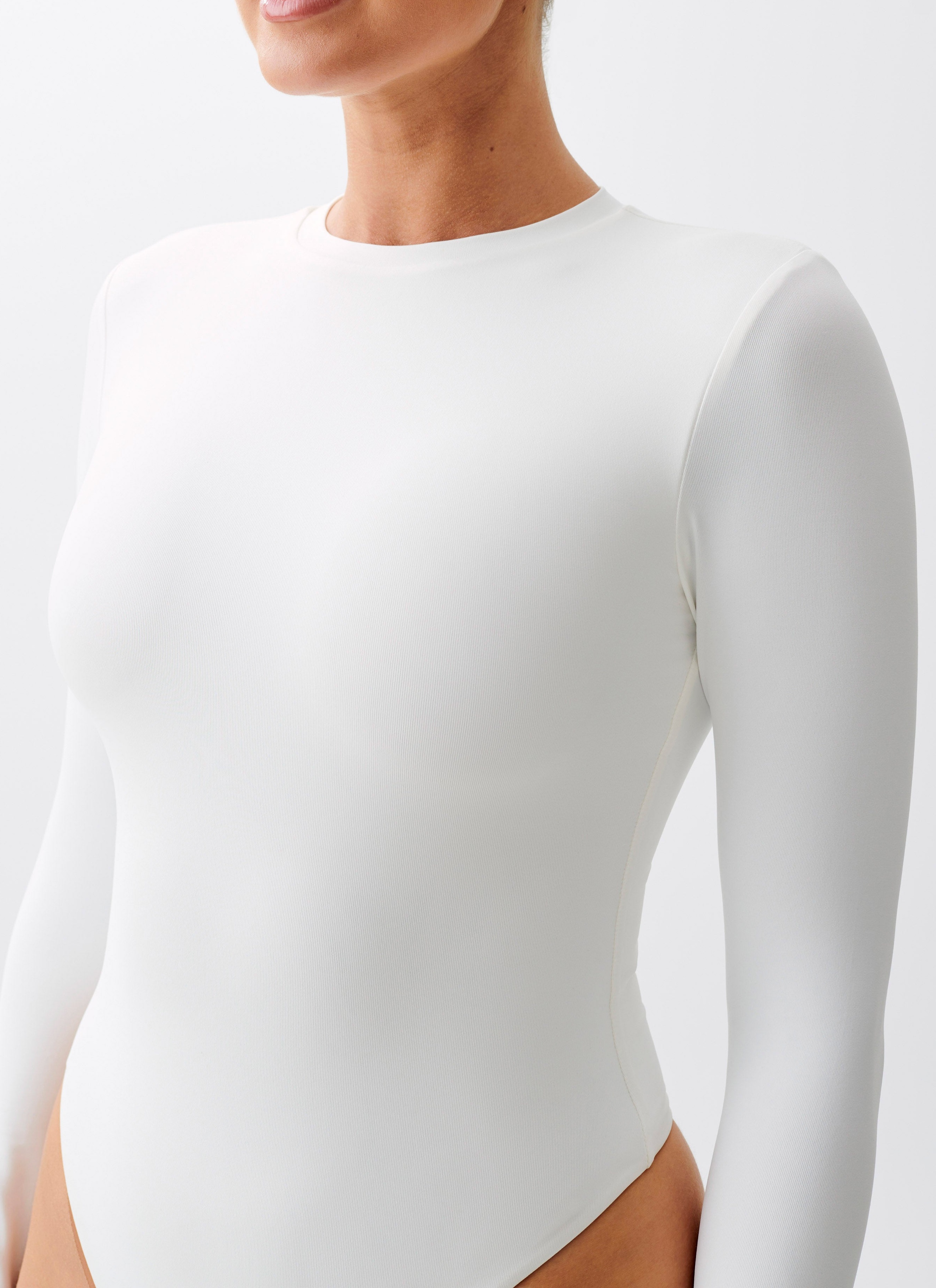 White Long Sleeve Crew Neck Bodysuit