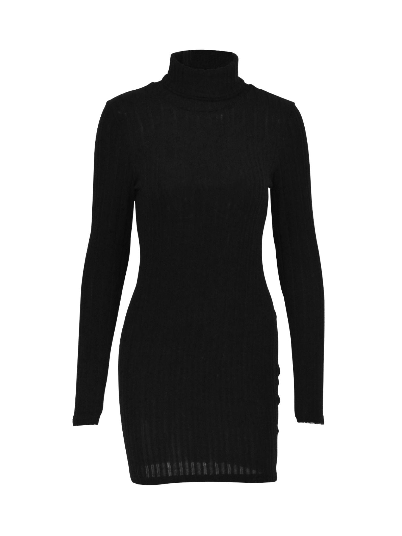 Turtleneck Ribbed Bodycon Mini Dress