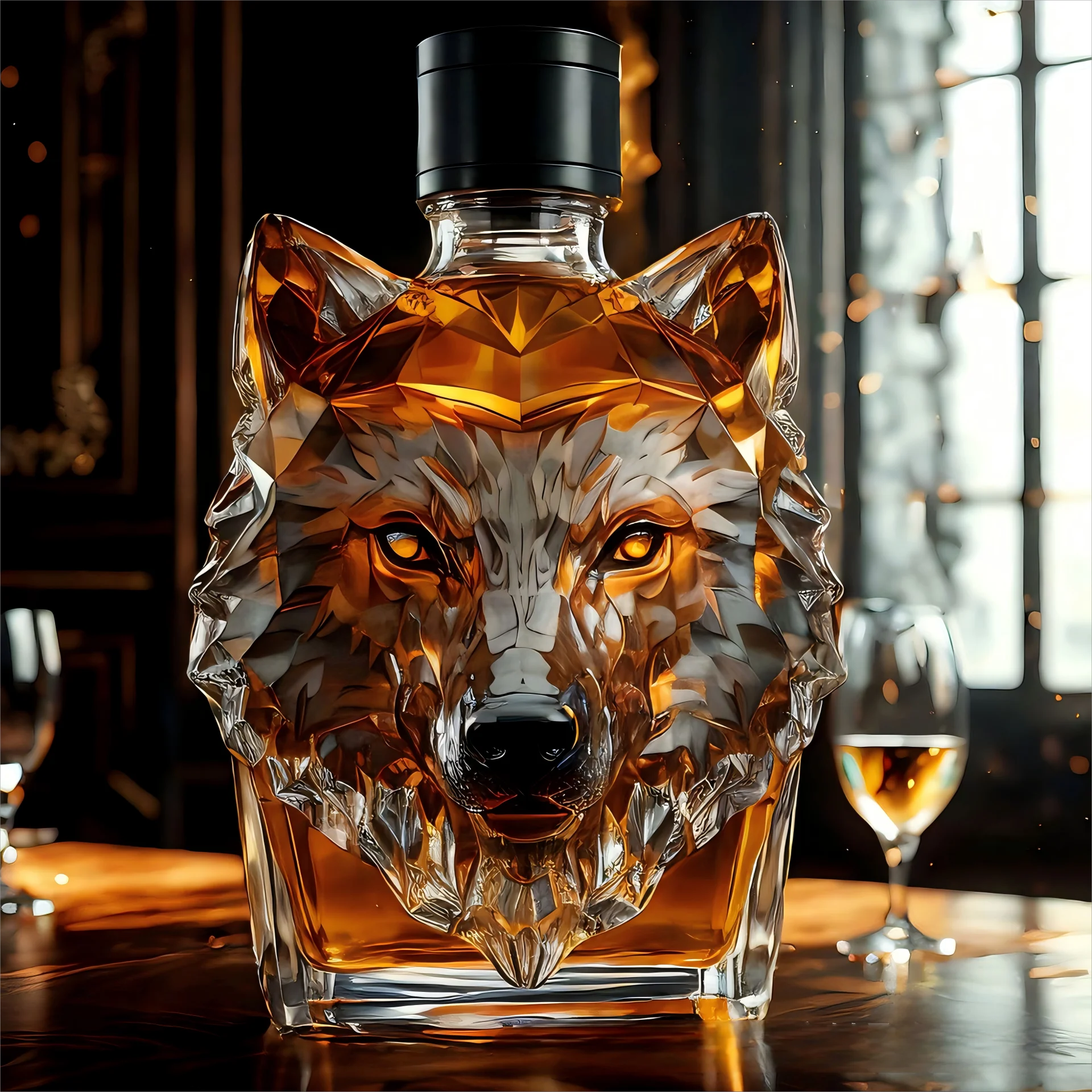 Limited Edition Howl's Haven: Wolf - Crested Whiskey Bottle