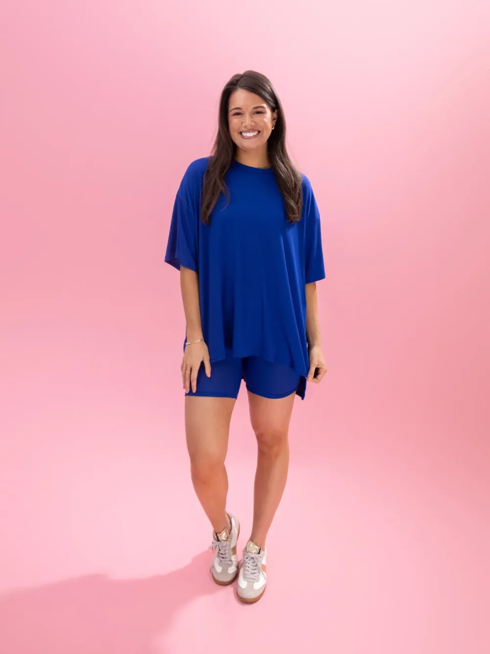 🩷Rib Oversized Top & Biker Short Lounge Set